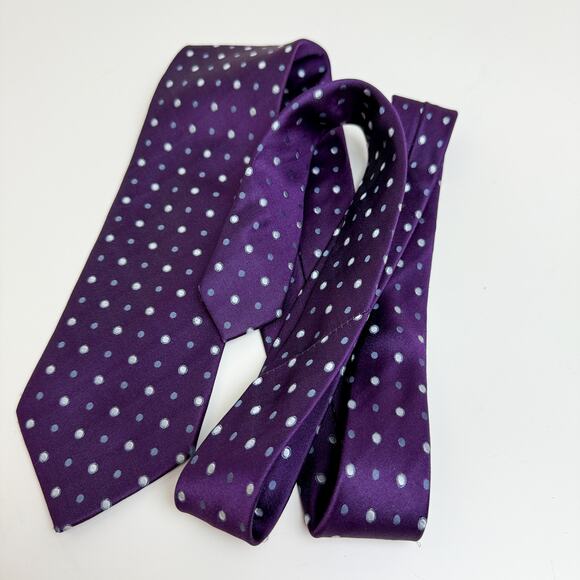 Fabio Ferretti 100% Silk Neck Tie Purple Polka Dot Italy - Picture 3 of 7